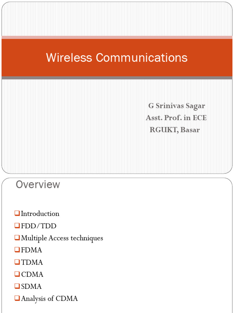 Wireless Communication Techniques Overview | PDF | Channel Access ...
