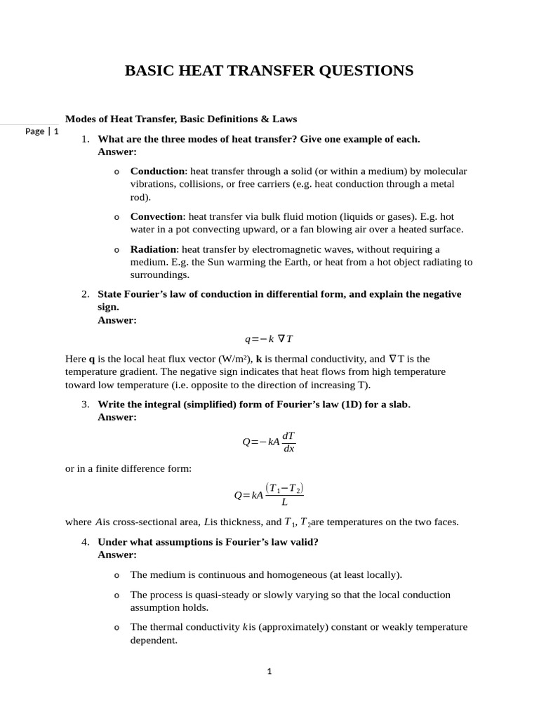 Basic Heat Transfer Q&A Guide | PDF | Heat Transfer | Thermal Conduction