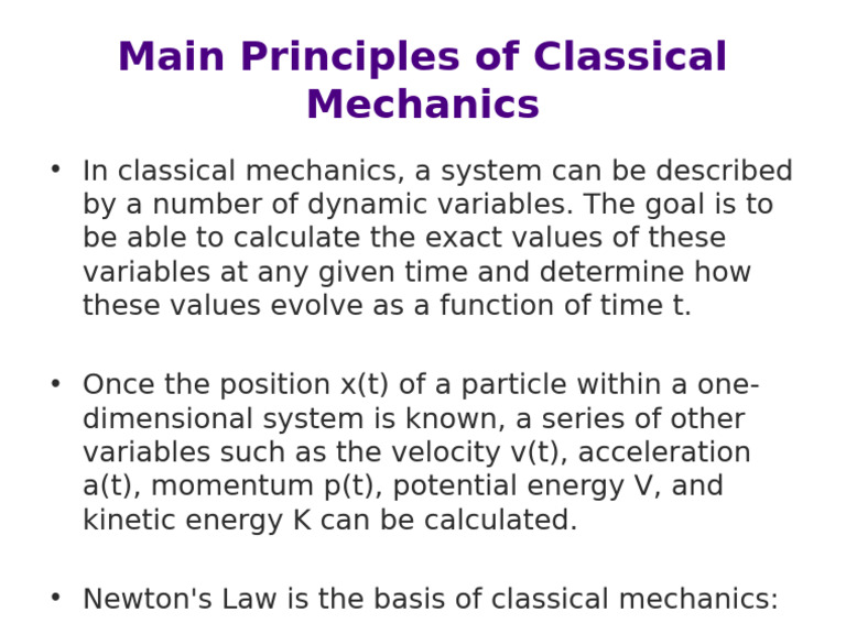 Main Principles Classical Mechanics | PDF