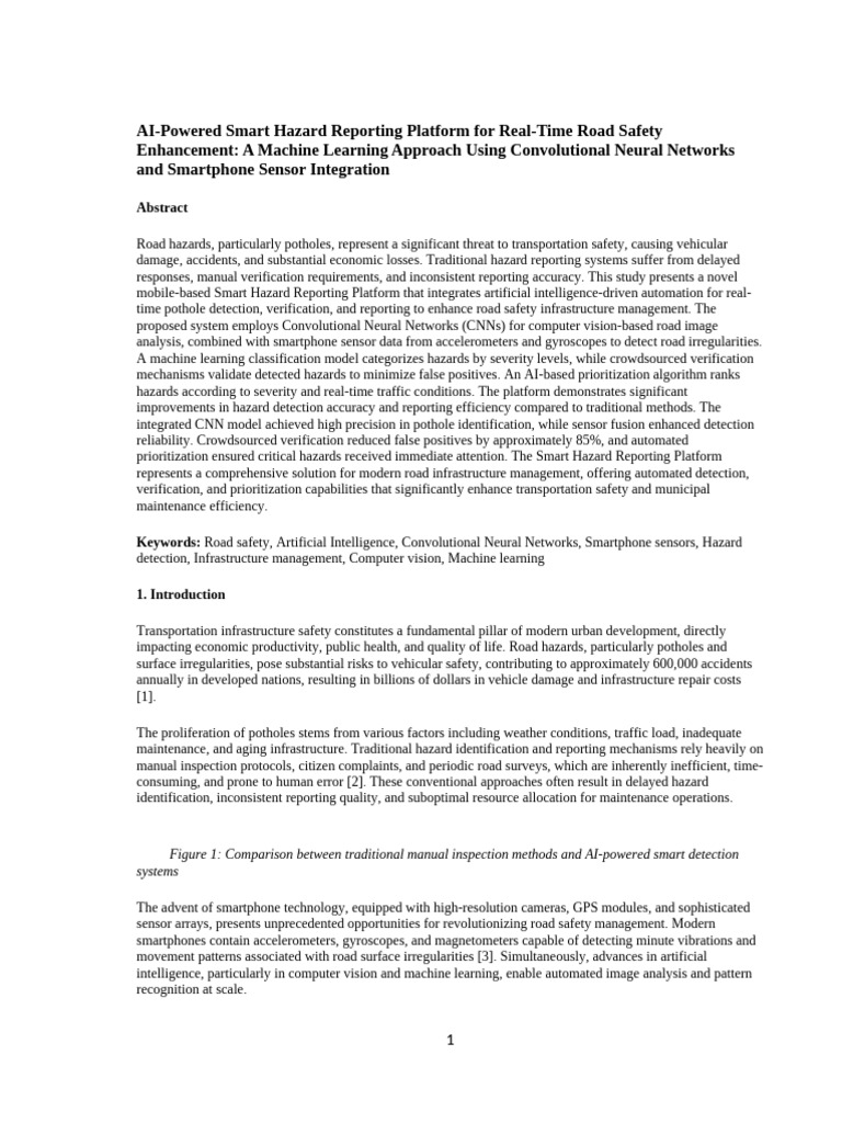 AI Smart Hazard Reporting for Road Safety | PDF | Machine Learning ...