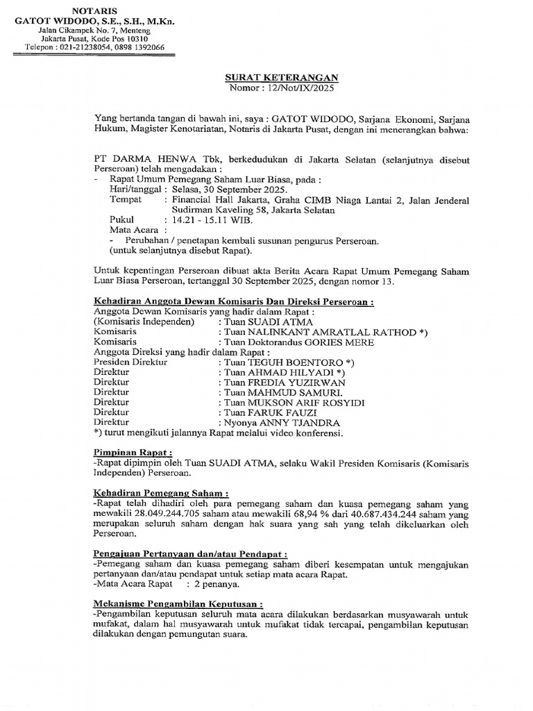 DEWA Ringkasan Risalah Risalah RUPS 31953712 Lamp2 | PDF