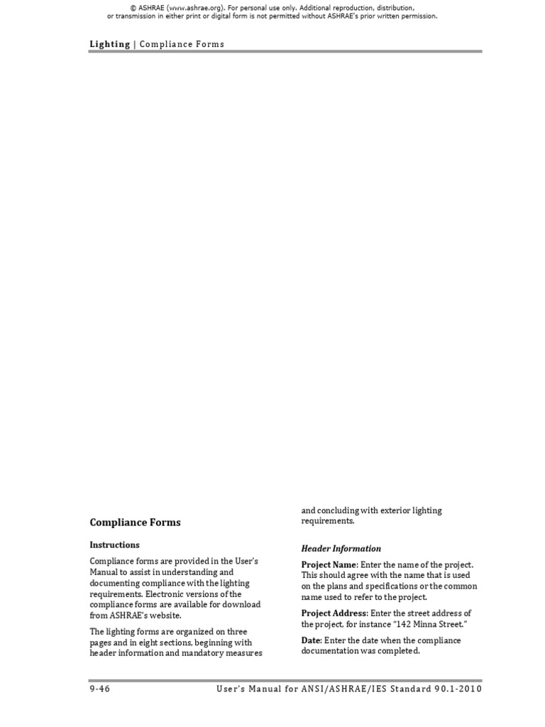 Lighting Compliance Forms Instructions | PDF