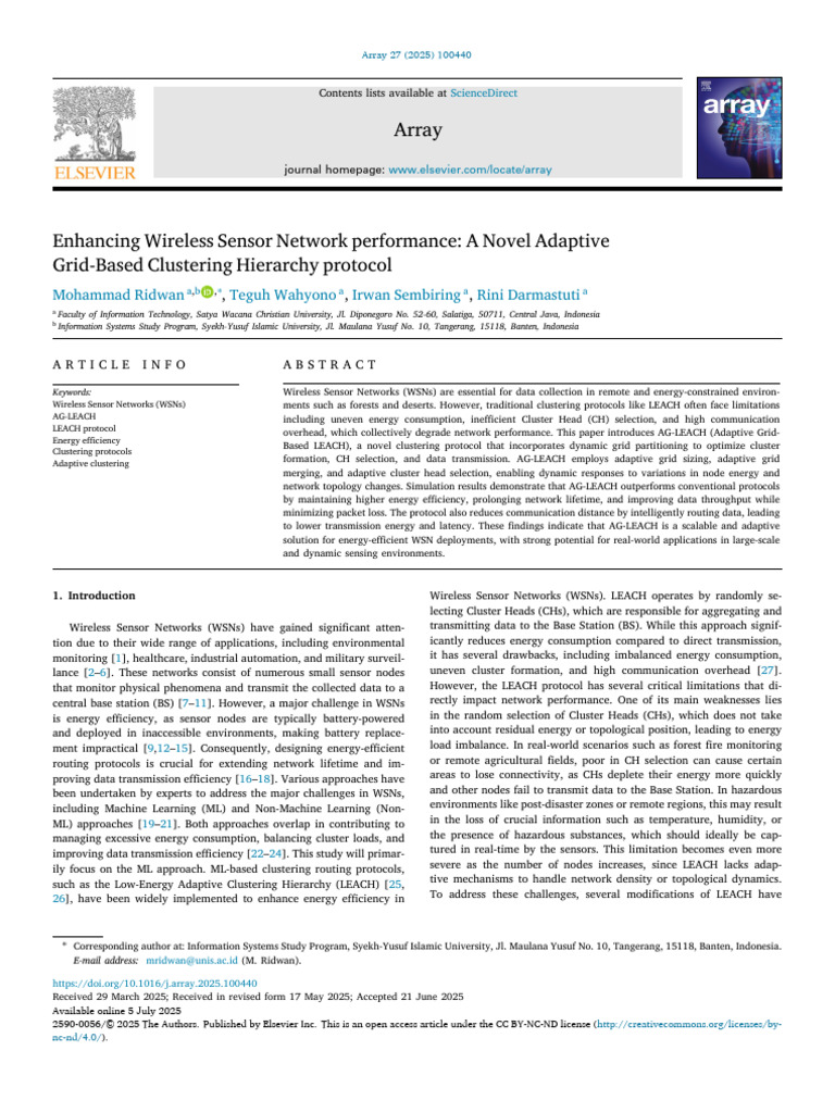 Adaptive Grid-Based Clustering for WSNs | PDF | Wireless Sensor Network ...
