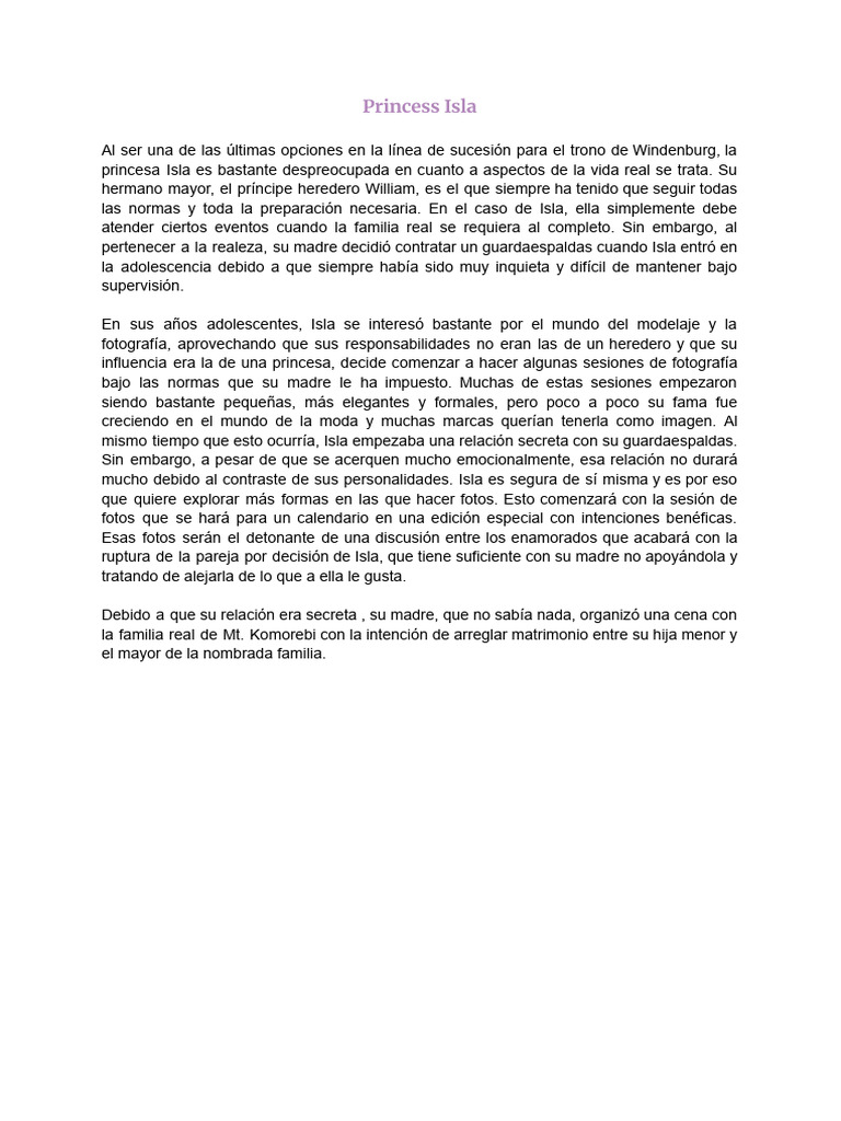 Princesa Isla: Amor y Moda en Windenburg | PDF