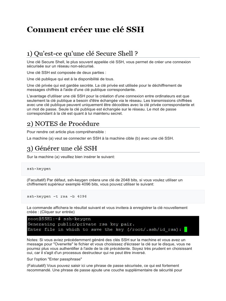 Génération et utilisation de clés SSH | PDF | Enveloppe de protection ...