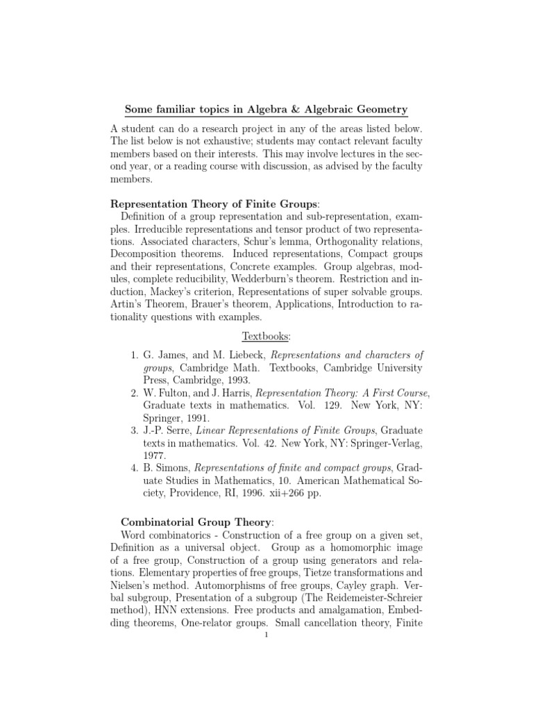 Algebra and Geometry Research Topics | PDF | Representation Theory ...