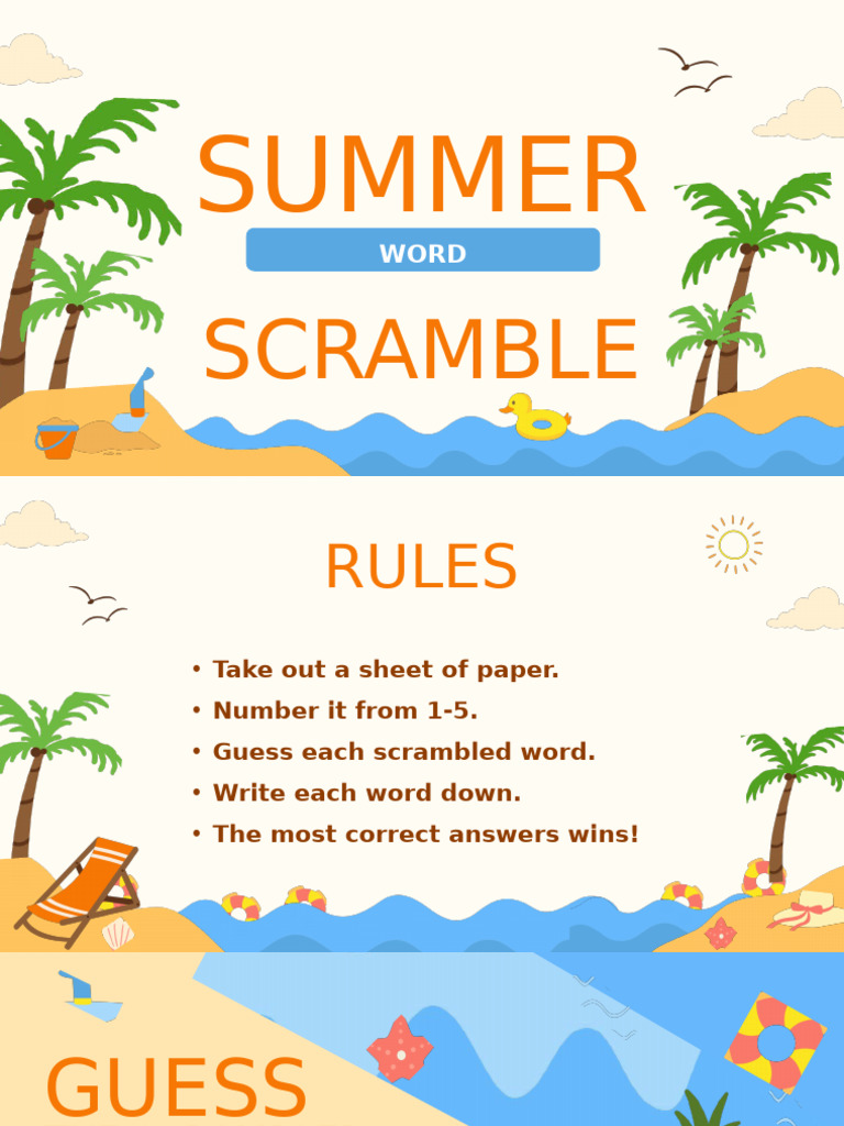 Summer Word Scramble Game Rules | PDF