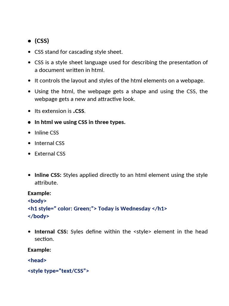 Understanding CSS: Types and Selectors | PDF | Html | World Wide Web ...