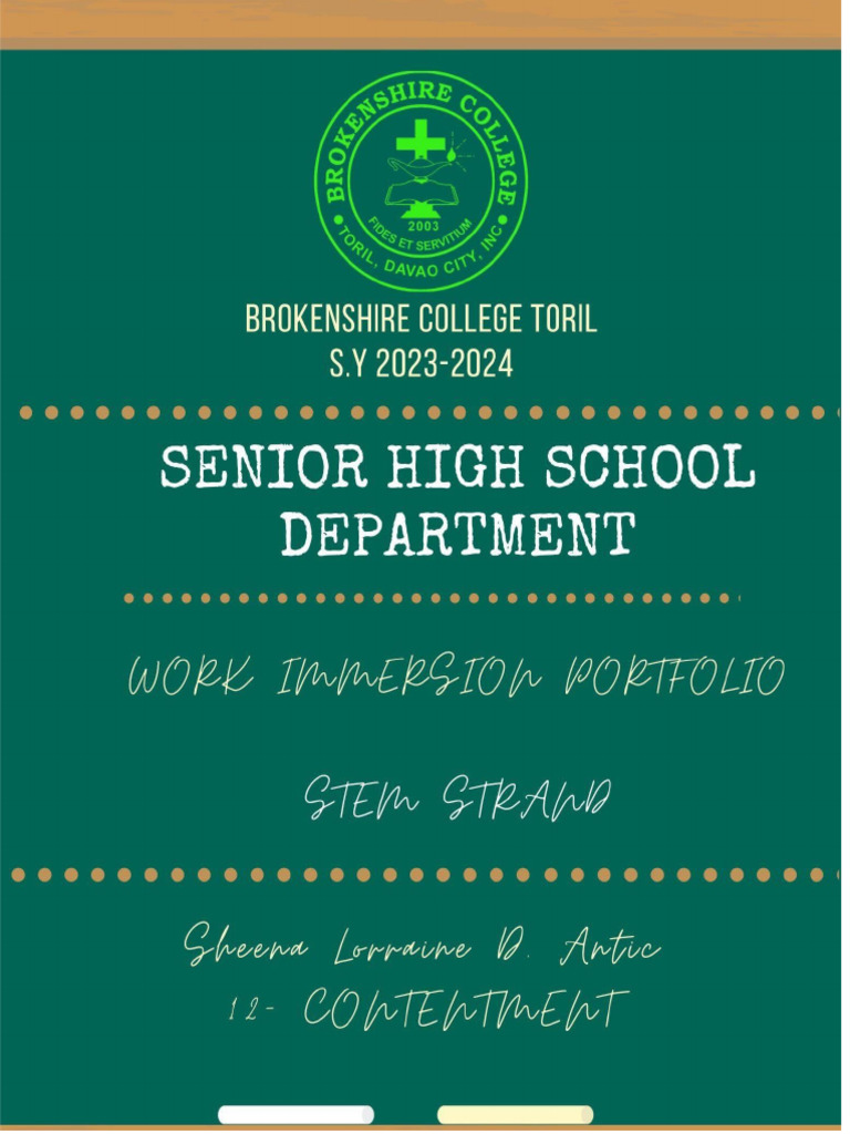 Senior High School Work Immersion Report | PDF | Health Care | Medicine
