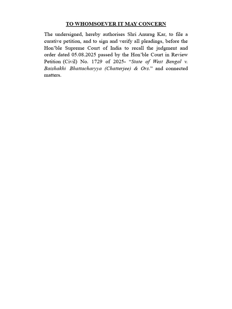 Authority Letter Curative | PDF
