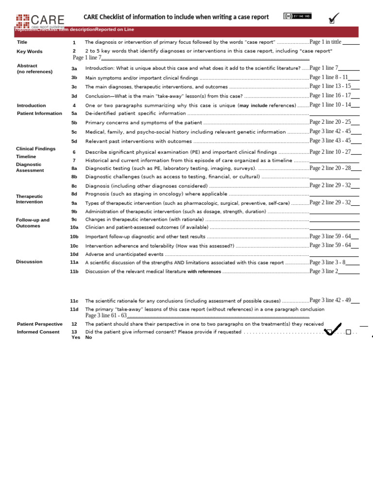 CARE Checklist for Case Reports | PDF | Medical Diagnosis | Medicine