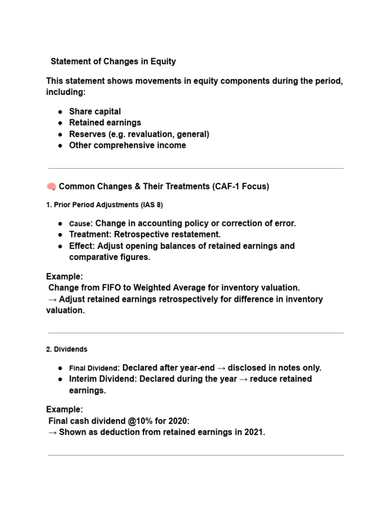 Statement of Changes in Equity | PDF