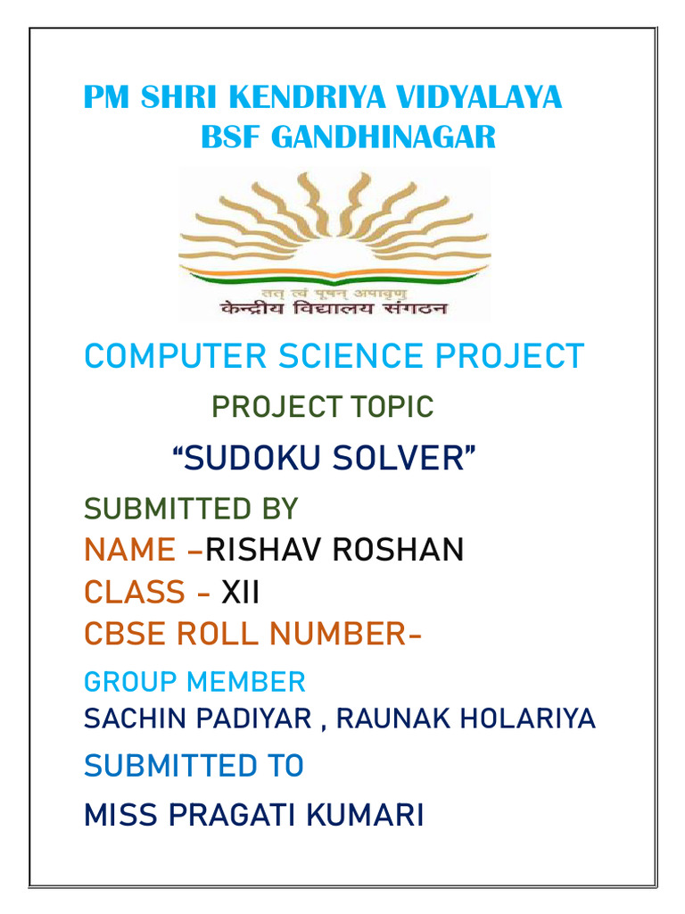 Rishav Sudoku Solver Project | PDF