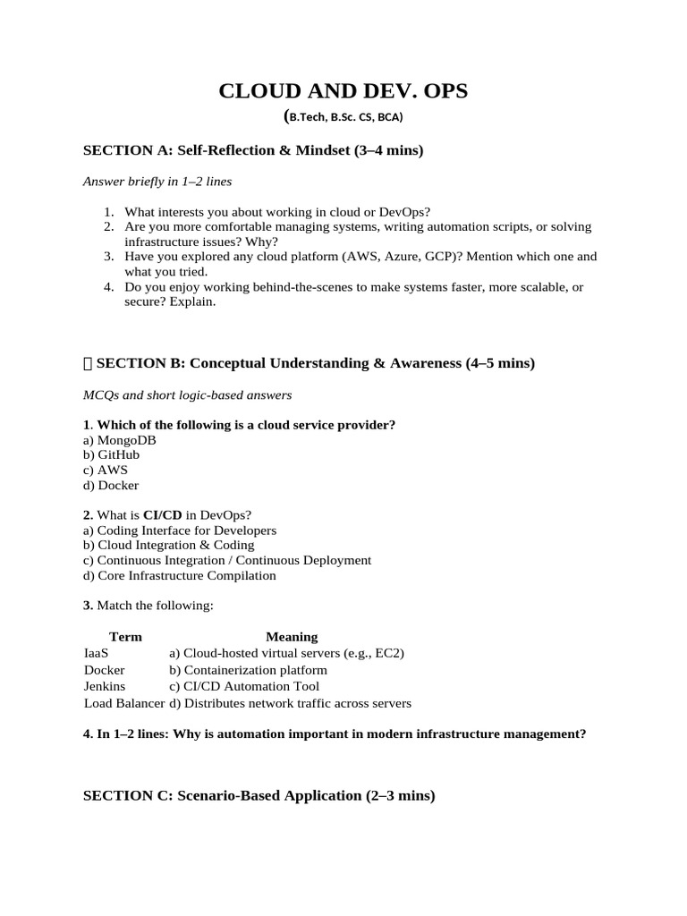 Cloud and DevOps Self-Assessment Guide | PDF