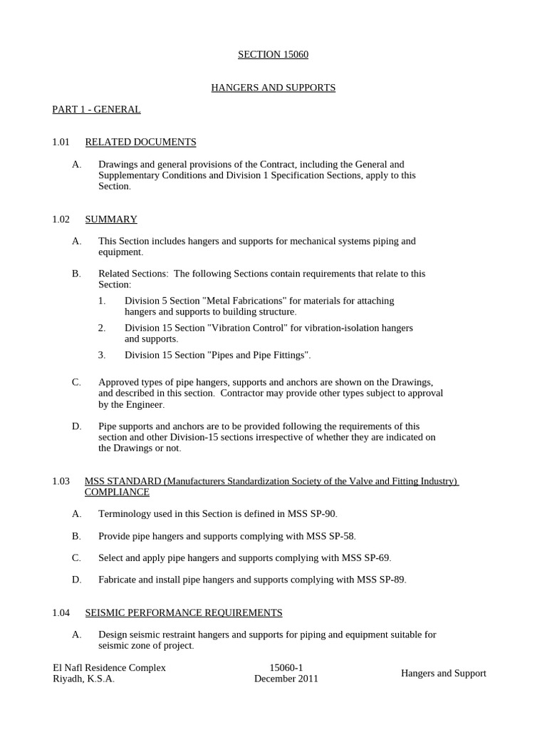 Hangers and Supports for Mechanical Systems | PDF | Pipe (Fluid ...
