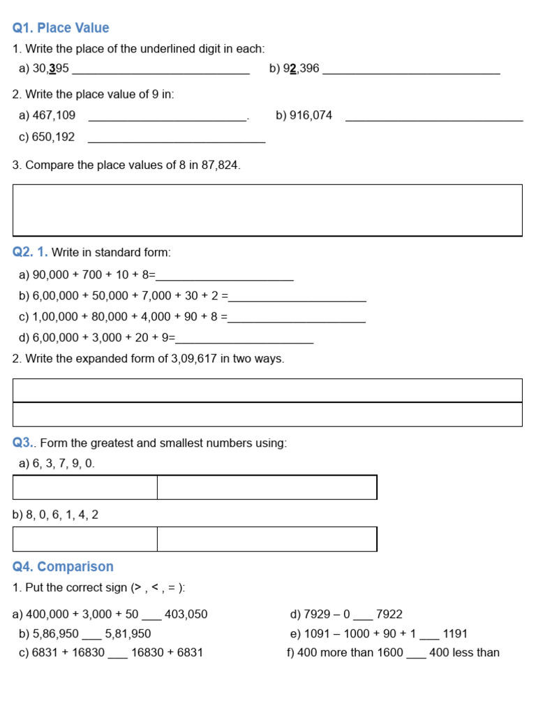 Understanding Place Value and Comparison | PDF