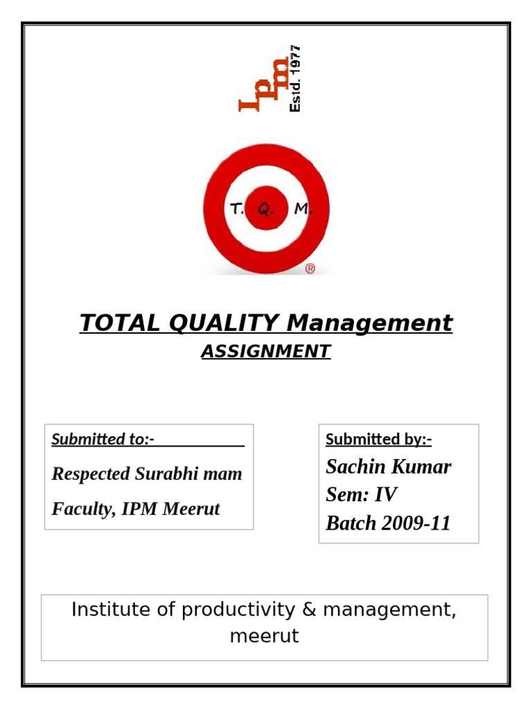 Total Quality Management Overview | PDF | Quality Management | Business ...