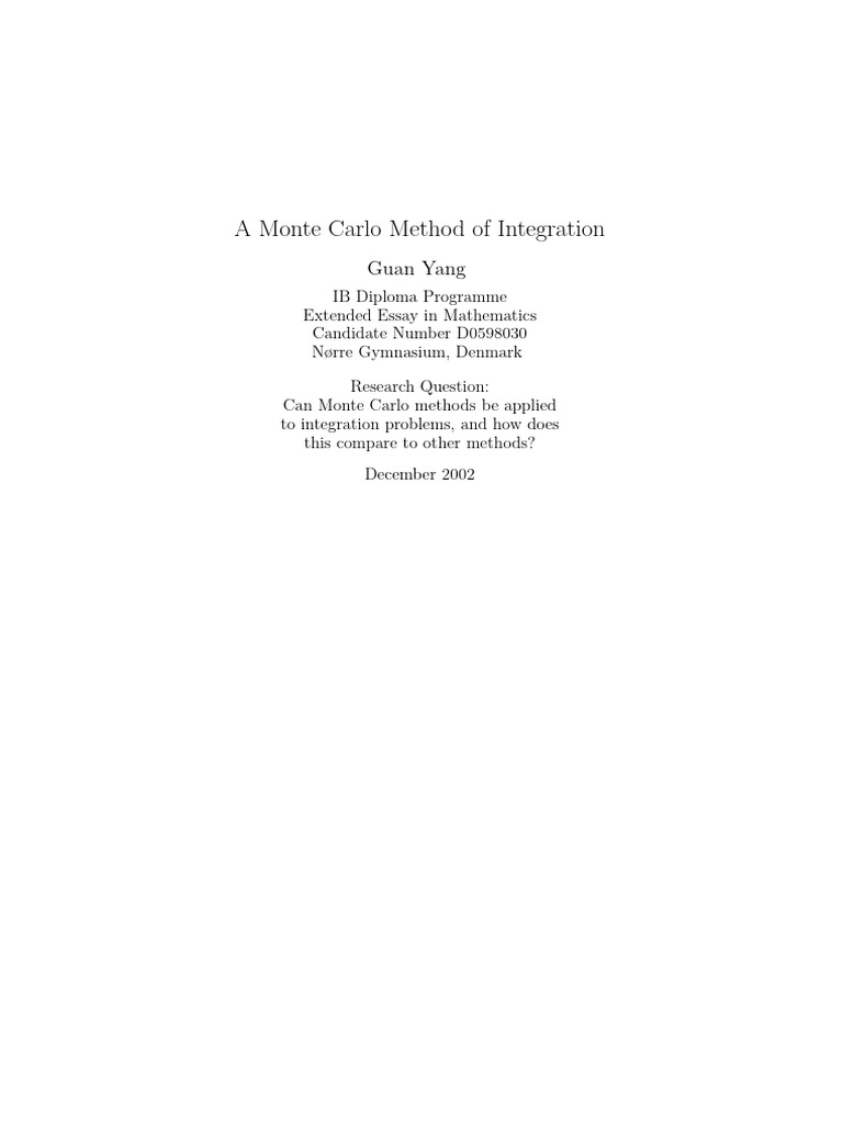 Monte Carlo Integration Explained | PDF | Integral | Monte Carlo Method