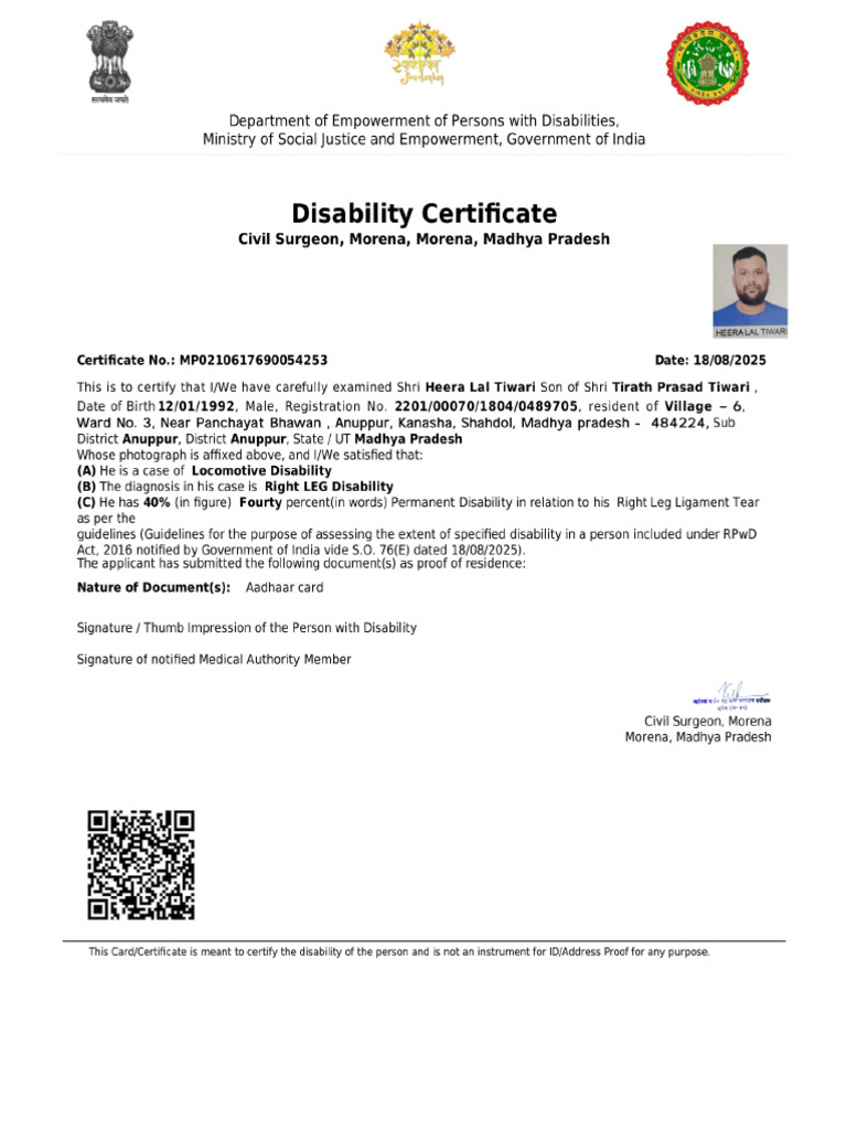Disability Certificate..... | PDF