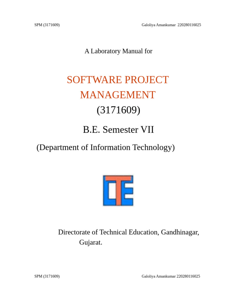 Software Project Management Lab Manual | PDF | Computing