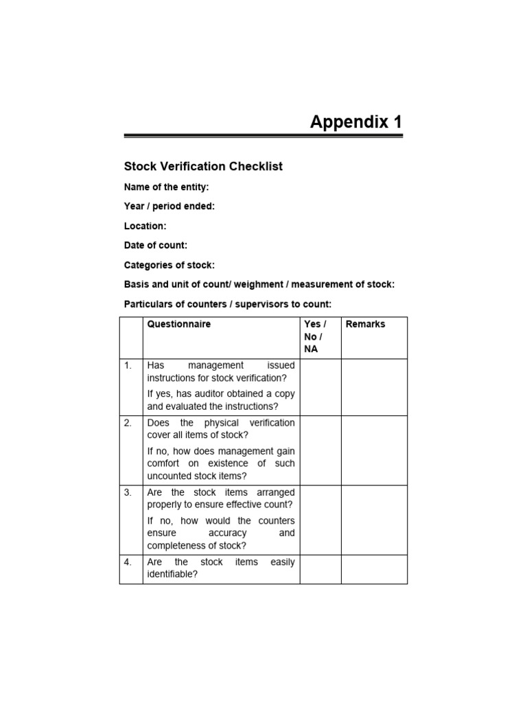Stock Verification Checklist Guide | PDF | Audit | Business