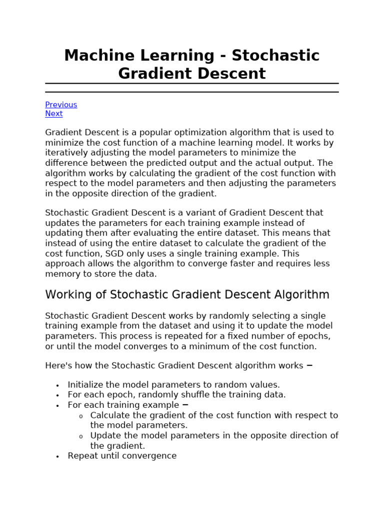 Stochastic Gradient Descent Explained | PDF | Machine Learning | Loss ...
