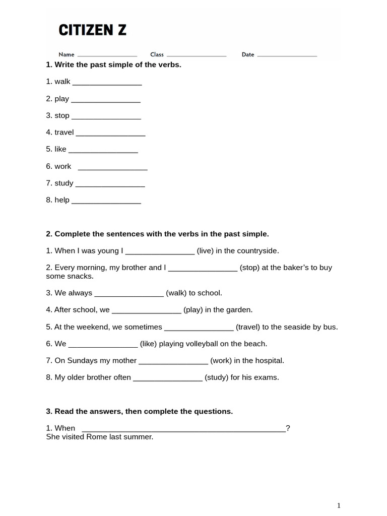 Past Simple Verb Exercises | PDF | Chess Theory | Chess