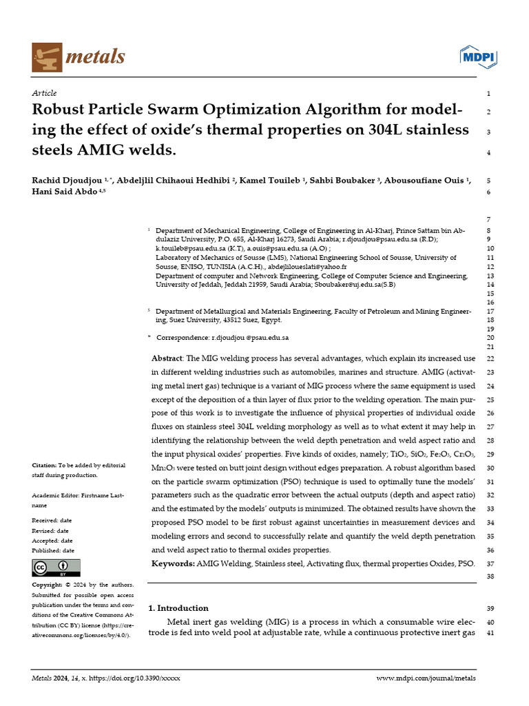 Robust Particle Swarm Optimization Algorithm For Model-Ing The Effect ...