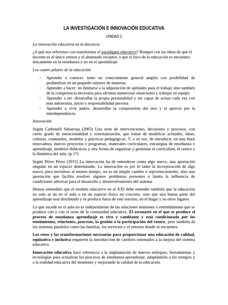 Innovación Educativa en la Docencia | PDF | Enseñando | Plan de estudios
