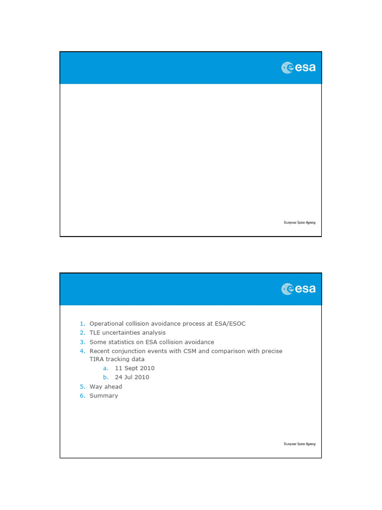 ESA Collision Avoidance Strategies | PDF | Outer Space | Space Debris