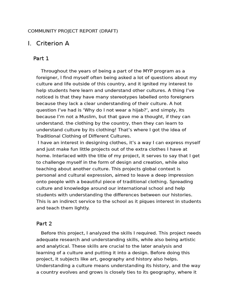 COMMUNITY PROJECT REPORT | PDF | Cognition | Psychology