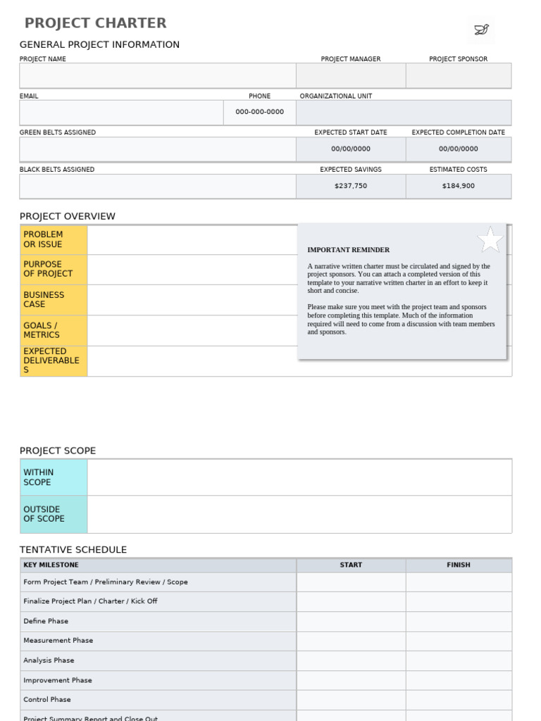 Project Charter Template Overview | PDF | Business