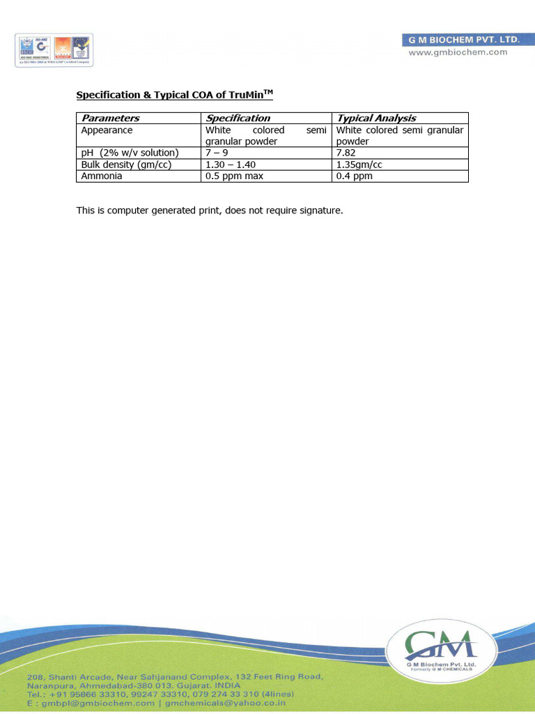 TruMin - Specs & Typical COA | PDF