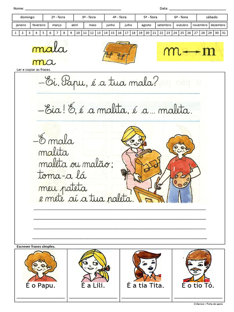 3 Ficha - Letra M - Papu-Mala Texto | PDF