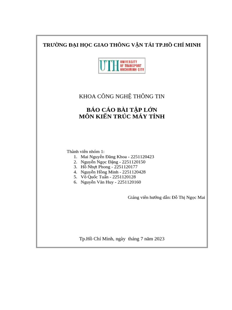 Báo Cáo KTMT Nhóm 1 | PDF