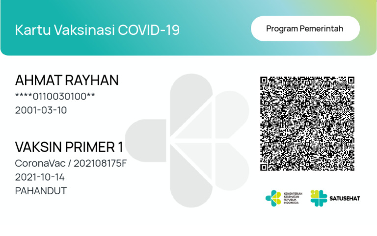 Vaccine Certificate Dose 1 Ahmat Rayhan 483 | PDF