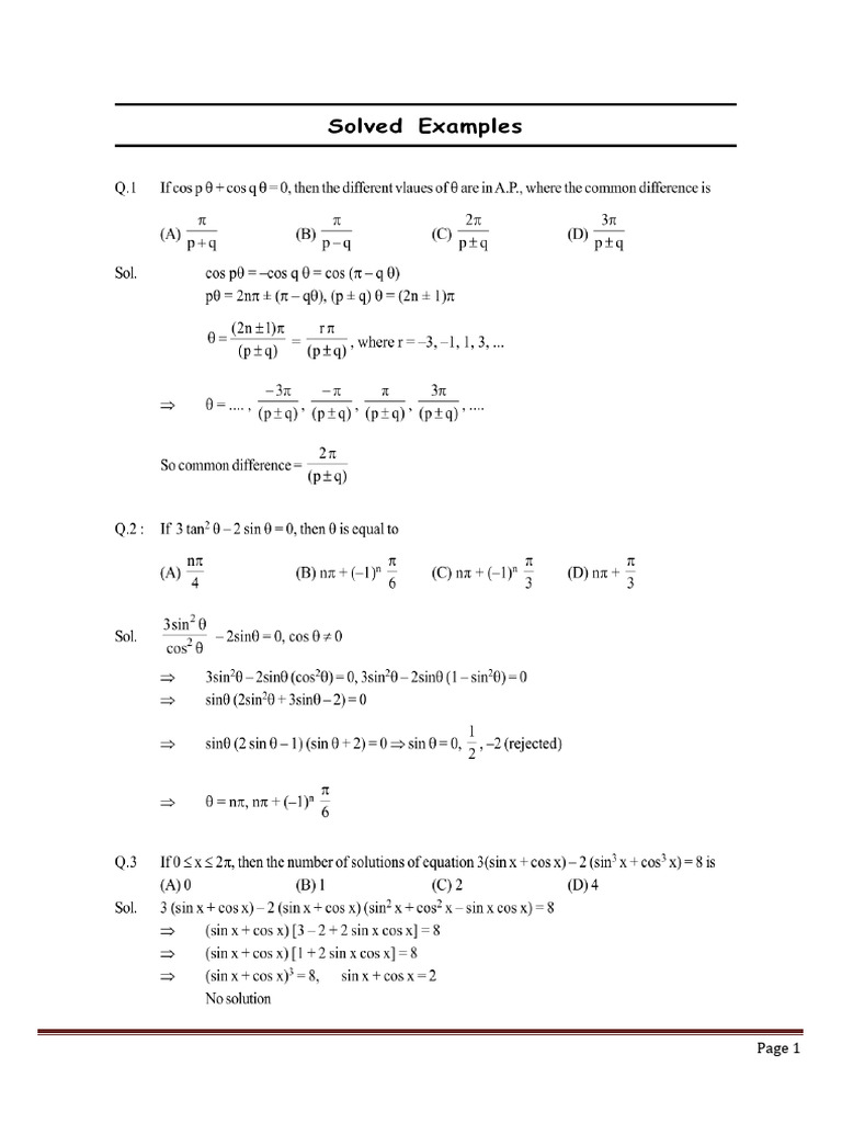 2 Trigo Equation | PDF | Elementary Mathematics | Trigonometry