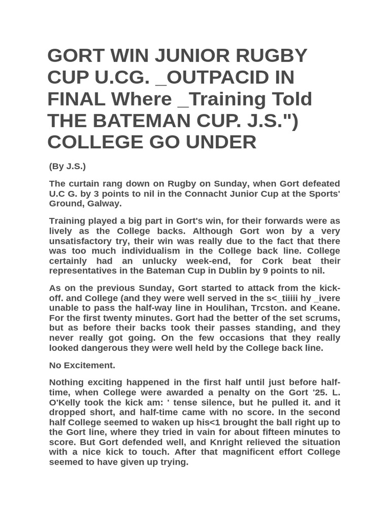 Gort Triumphs in Connacht Junior Cup | PDF | Gaelic Games