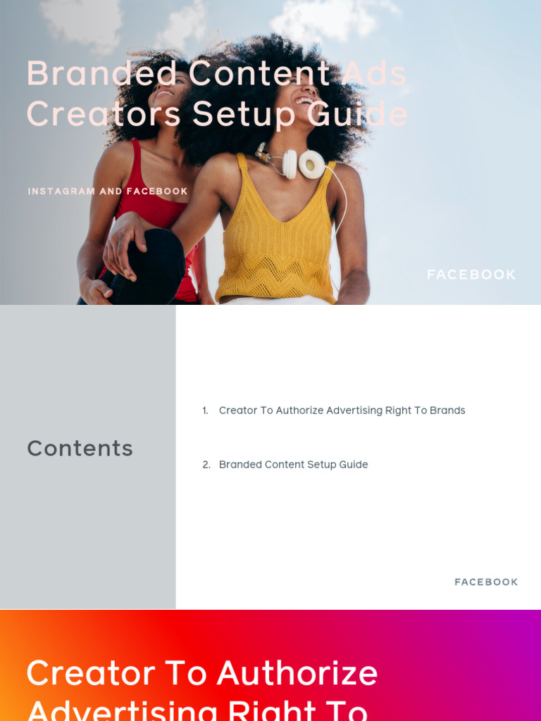 Branded Content Ads Setup Guide | PDF | Facebook | World Wide Web