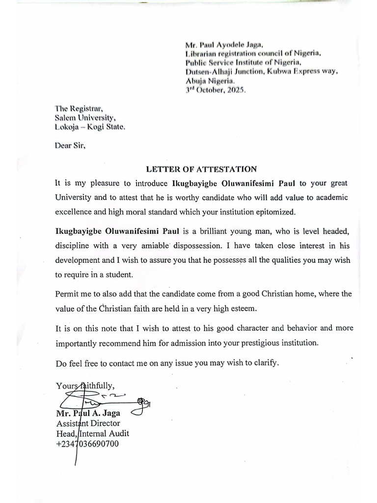 Letter of Attestation | PDF