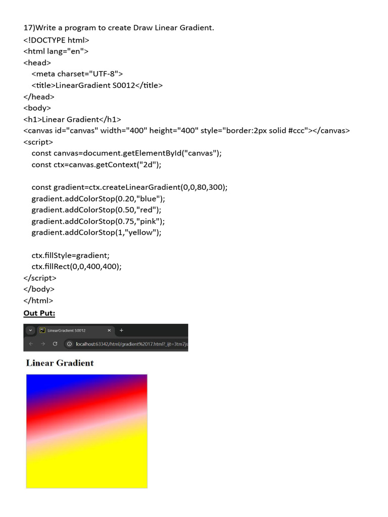 Create Linear Gradient with HTML Canvas | PDF