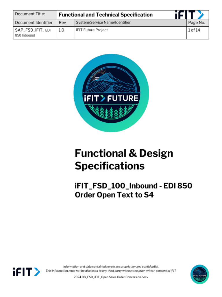 IFIT - FSD - 100 - Inbound - EDI 850 Order - OpenText To S4 | PDF ...