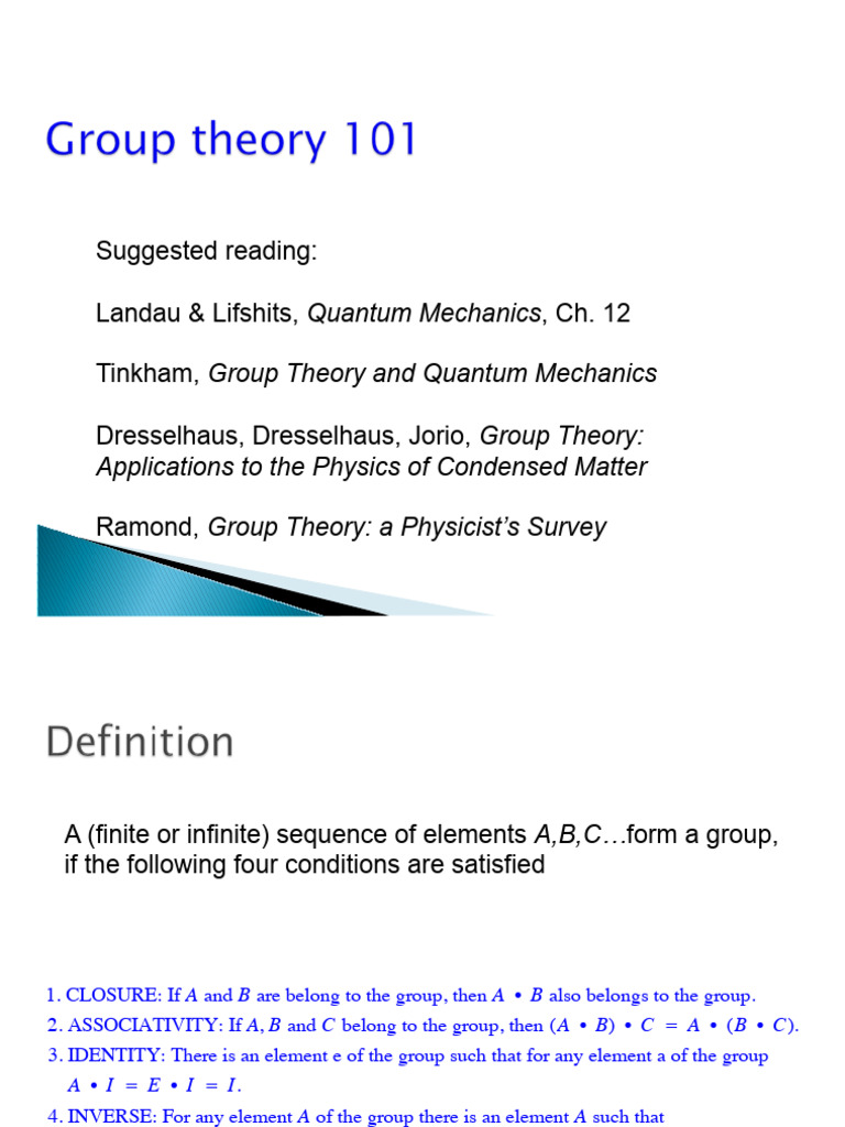 Group Theory in Quantum Mechanics | PDF | Group Representation | Linear ...