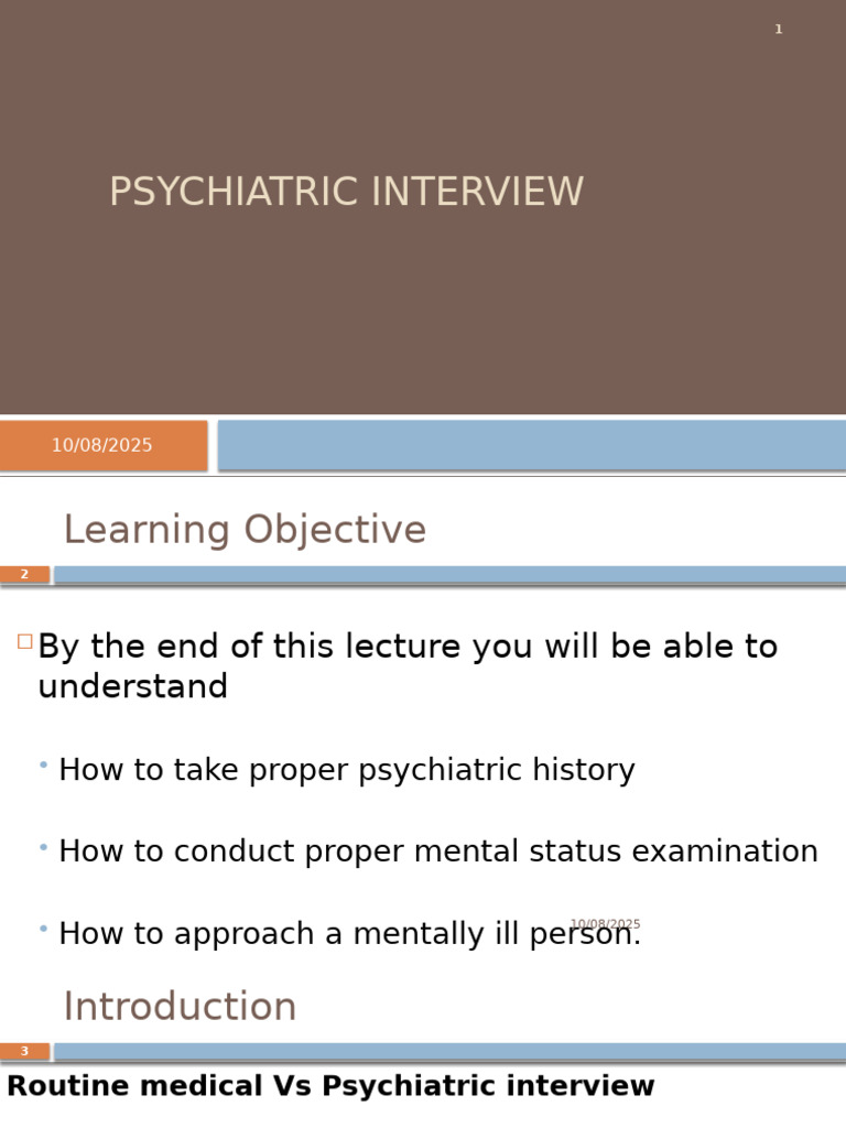 Psychiatric Interview Techniques Guide | PDF | Mental Disorder ...