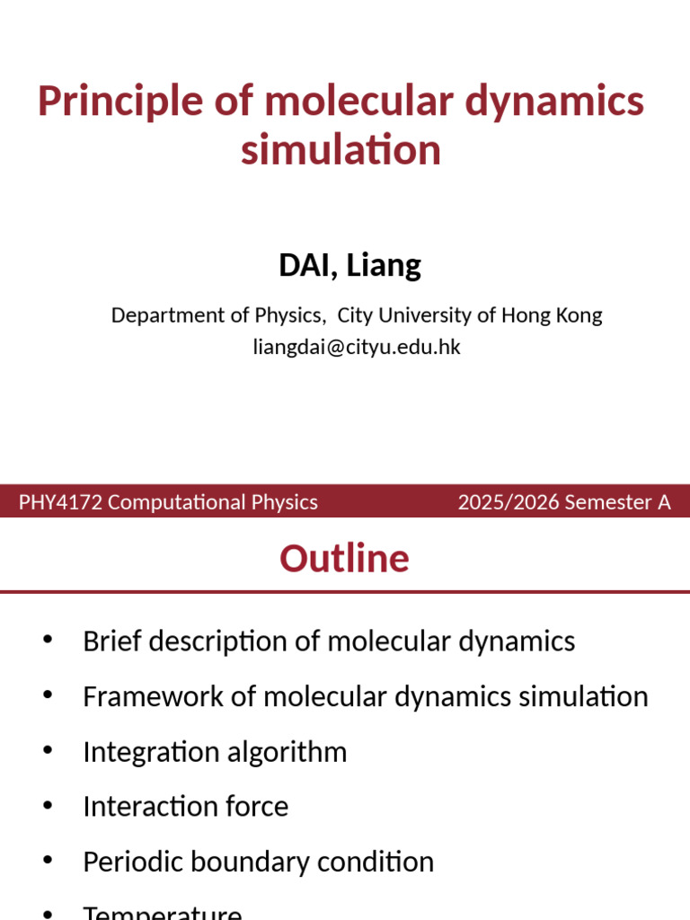 Molecular Dynamics Simulation Overview | PDF | Molecular Dynamics ...