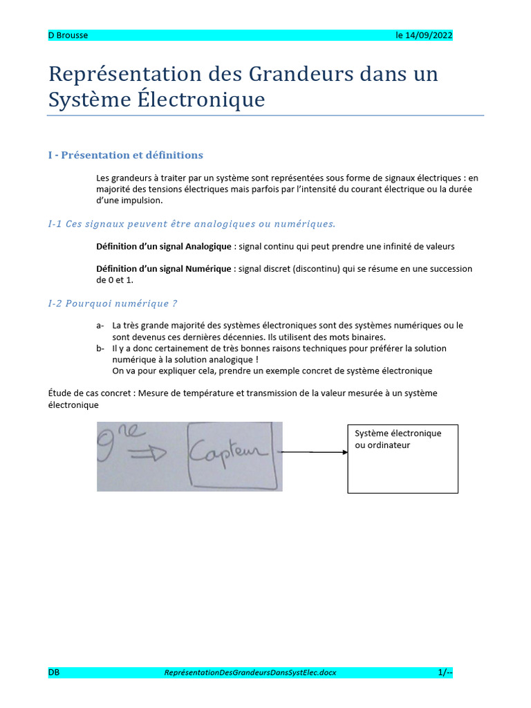 Signaux Électriques : Analogique vs Numérique | PDF