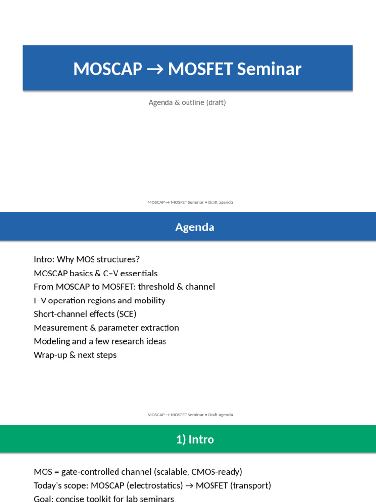 Moscap Mosfet Seminar Agenda | PDF | Mosfet | Semiconductor Devices