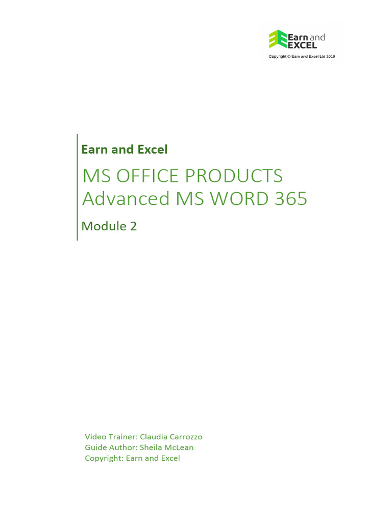 Advanced MS Word 365: Module 2 Guide | PDF | Keyboard Shortcut | Software