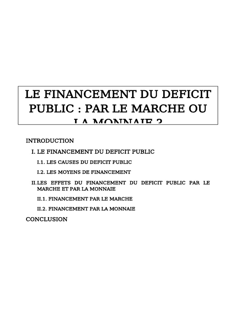 Financement du déficit public : options et impacts | PDF | Déficit ...