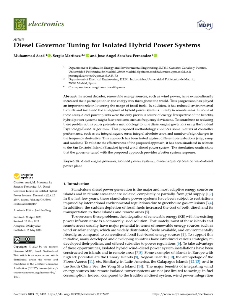 Diesel Governor Tuning For Isolated Hybrid Power Systems | PDF ...